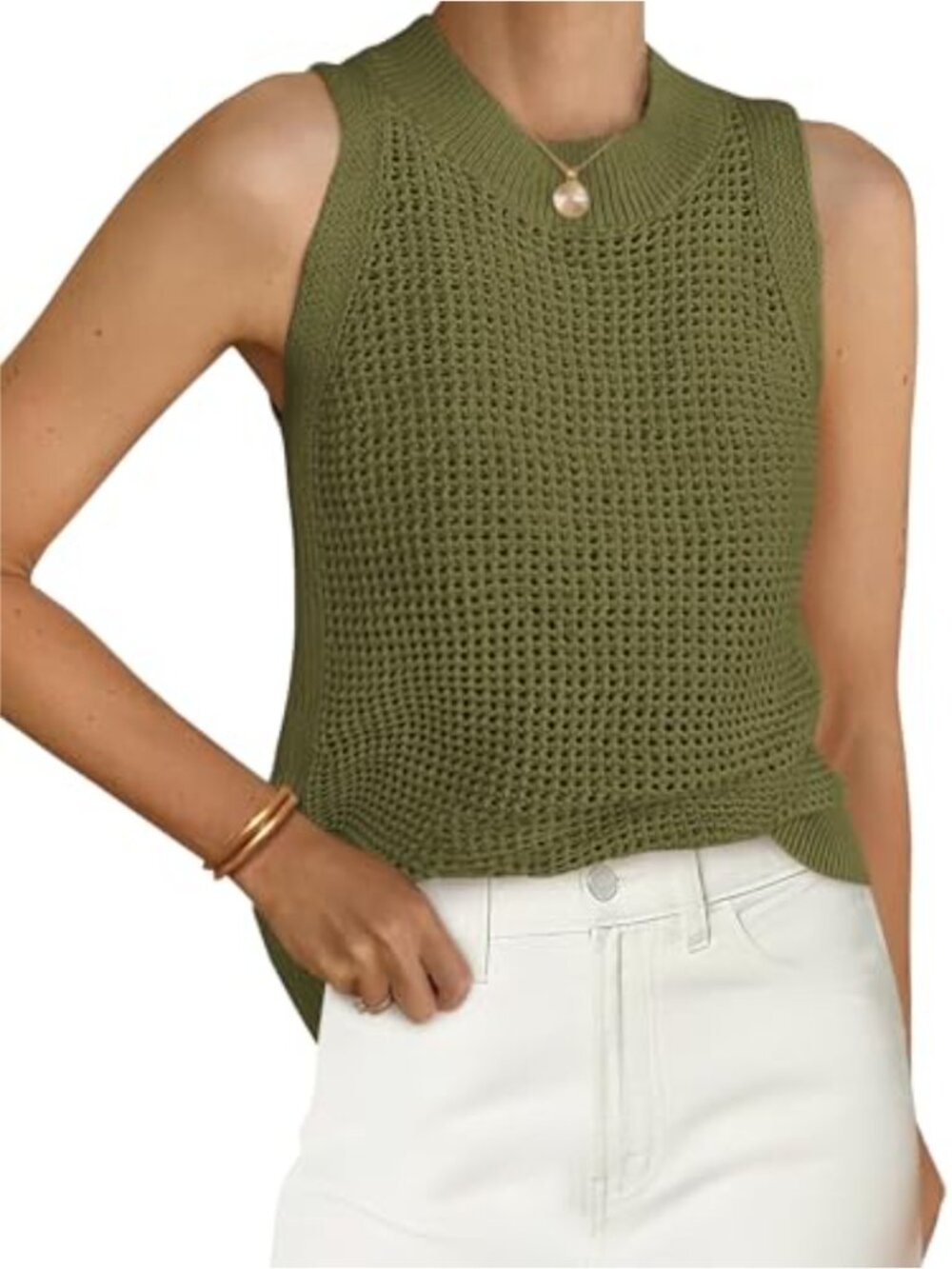 Crochet Tank Top Women Sleeveless Knit Summer Boho Sweater Vest